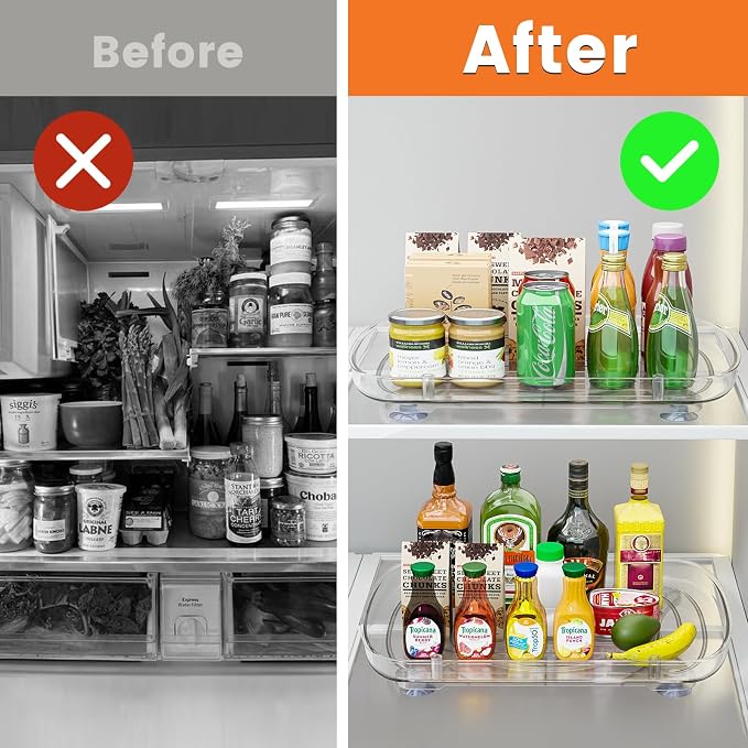 HIYOHIYO Clear Lazy Susan for Refrigerator Rectangular Fridge Turntable - Image 4