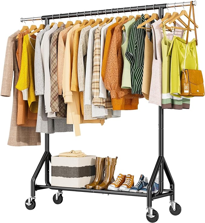 Heavy Duty Clothes Rack Load 450 LBS, Metal Garment Rack, Standing Rolling by HYSEYY