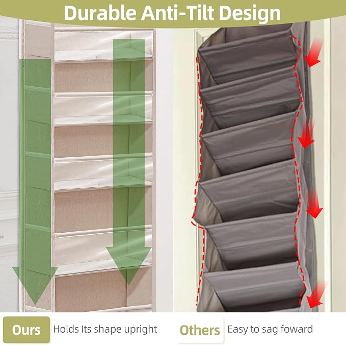 Over Door Organizer with 6 Extra Large Pockets 12 Side Pockets, Hanging Storage - Image 4