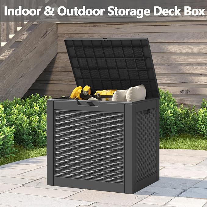 Deck Box, 31 Gallon Resin Outdoor Storage Box, Waterproof and UV Resistant - Image 4