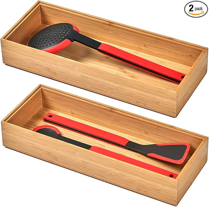 Umilife Bamboo Kitchen Drawer Organizer Boxes by Umilife