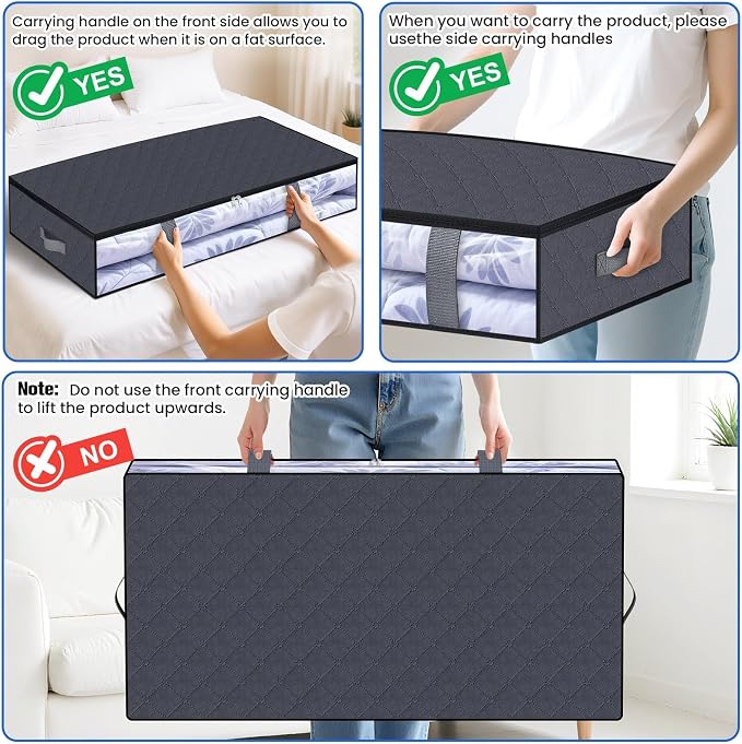 Under Bed Storage Containers, 6 Pack Blanket Storage Bags, Collapsible Storage - Image 5