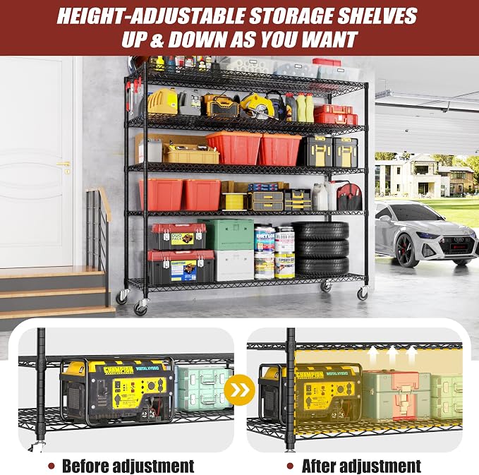 PrimeZone 5 Tier 80.7"H x 55.5"W x 24"D Wire Shelving - Image 8
