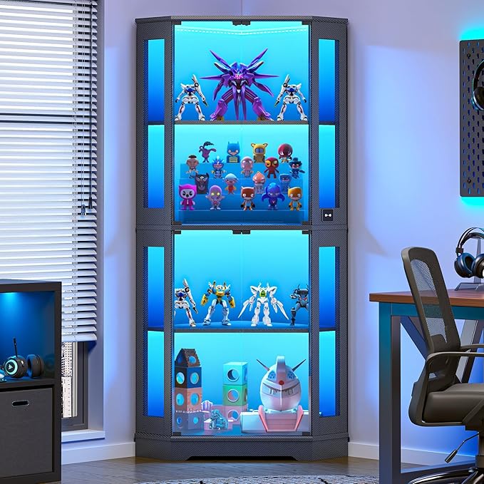 IRONCK 71 Inch Carbon Fiber Corner Glass Display Cabinet by IRONCK