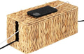 StorageWorks Large Cable Management Box, 2 Slots Wicker Cable Organizer to Hide by StorageWorks