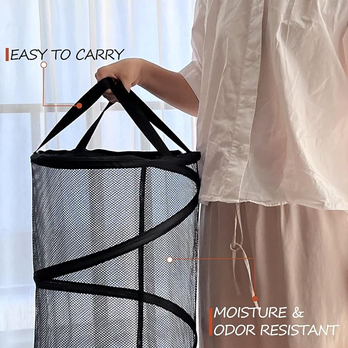 BATTOO Black X-Large Collapsible Laundry Basket Foldable Mesh Pop Up Hamper - Image 7