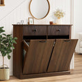 Grepatio Tilt Out Fluted Laundry Hamper Cabinet, 22 Gallon Double Hidden by Takesyoutohaveawonderfullife