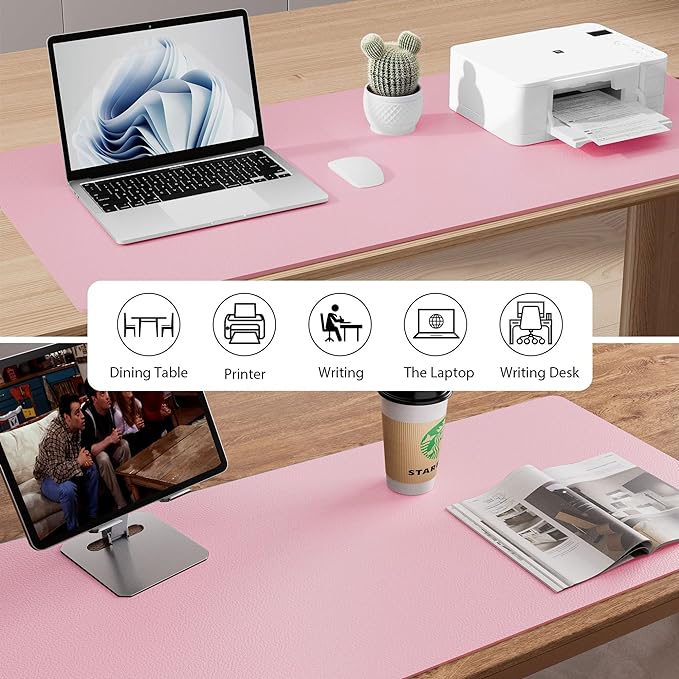 Aothia Leather Desk Pad Protector, Mouse Pad, Office Desk Mat, Non-Slip PU - Image 5