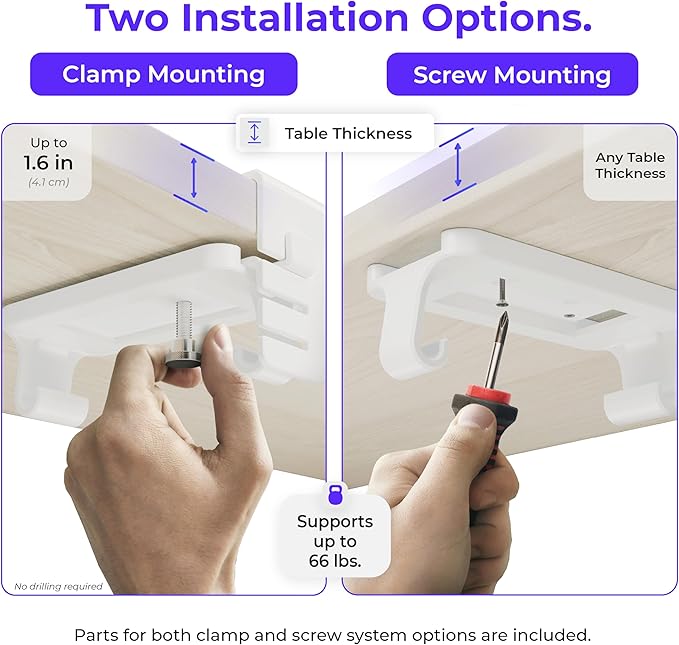 Ascrono Original No Drill Under Desk Cable Management Tray 14.1" - Image 2