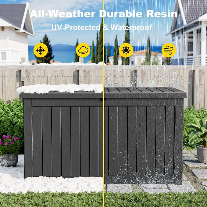 280 Gallon Outdoor Deck Box, Storage Lockable Waterproof Patio Furniture - Image 6