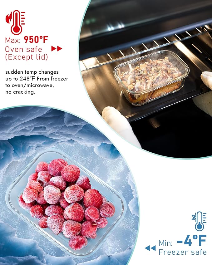 6-Piece Borosilicate Glass Food Storage Containers Set - Image 3