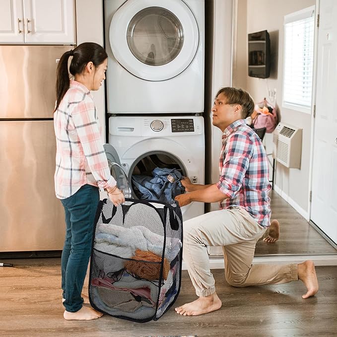 Collapsible Pop Up Laundry Hamper, Extra Large Mesh Foldable Laundry Basket - Image 6