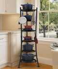 KES 264 Lbs Capacity Freestanding Pot Rack, 6-Tier Cast Iron Cookware Stand by KES