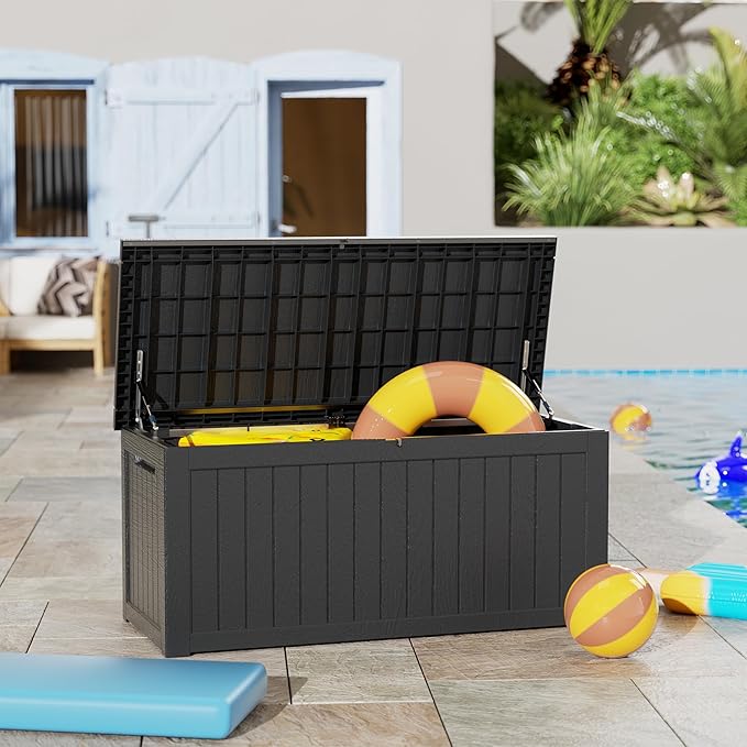 200 Gallon Deck Box, Resin Outdoor Indoor Waterproof Storage Box, Lockable - Image 9