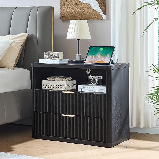 LEYAOYAO 31" Wide Fluted Night Stand Set of 2 - Image 5
