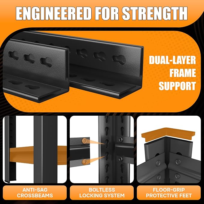 47.2''W*23.6D'' Garage Shelving, 3000lb Heavy Duty Shelving, Adjustable Metal - Image 5