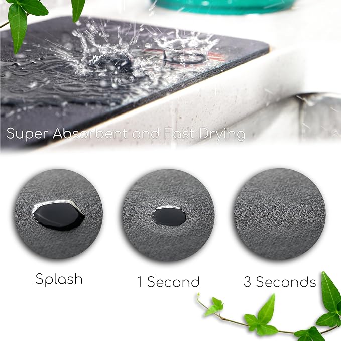 Ternal Coffee Bar & Dish Drying Mat | Rubber-Backed, Anti-Slip Absorbent Mat - Image 7