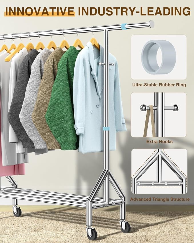 Upgraded 100% Stainless Steel Clothing Rack Load 760LBS, Heavy Duty Clothes - Image 4