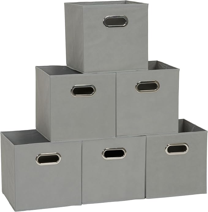 Household Essentials Foldable Fabric Storage Cubes 6-Pack – 11x11x11 Stackable by HouseholdEssentials