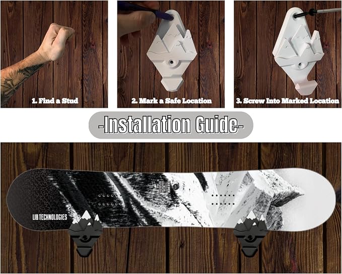 Snowboard Wall Mount with Hooks, Universal Design, Snowboard Rack, Space Saver - Image 6