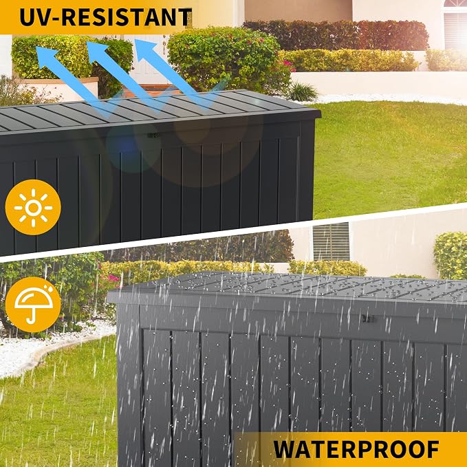 200 Gallon Outdoor Storage Box Waterproof Lockable Resin Deck Box Large - Image 3