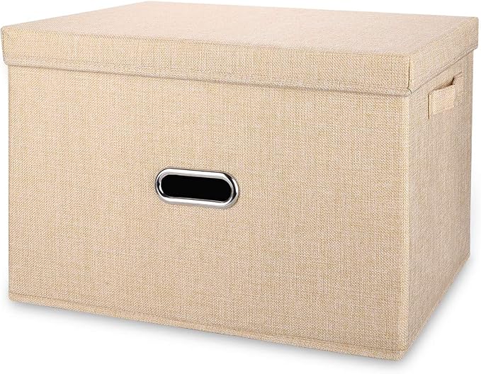 Large Linen Fabric Foldable Storage Bins by Unknown