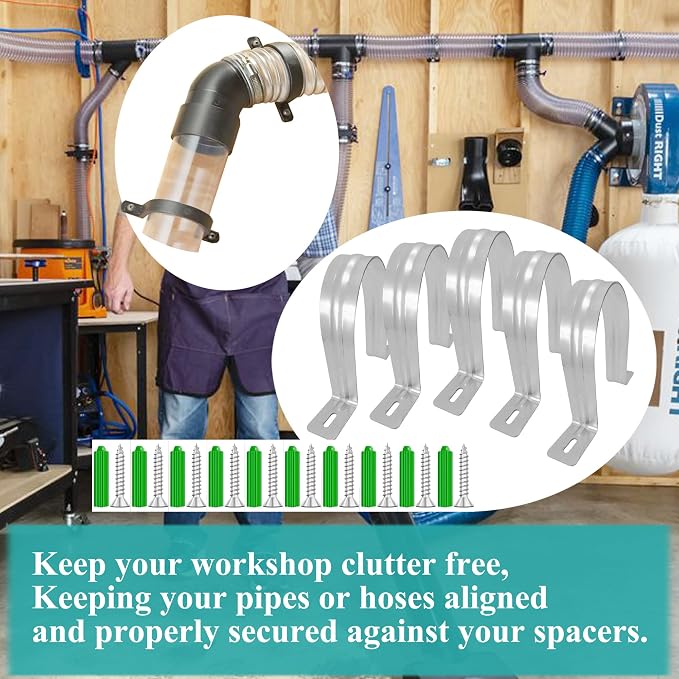 Dust Collection Hose and Pipe Holder Adjustable Hangers Bracket, Don’t Broken - Image 2