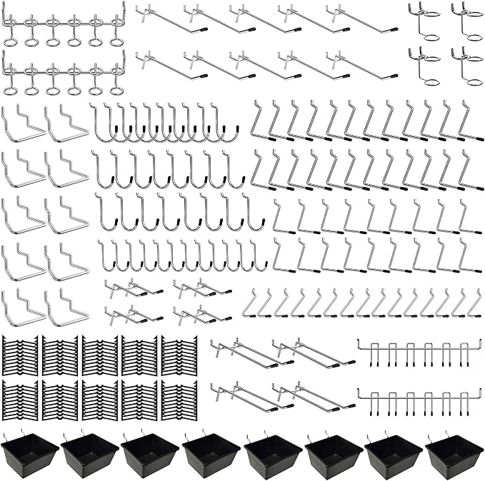 258PCS Pegboard Hooks, Pegboard Accessories Organizer Kit, Pegboard Set by Dobures