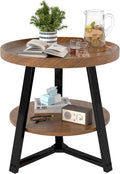 Small Round End Table, 2-Tier Side Table by Unknown