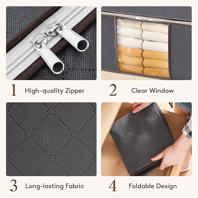 Lifewit 3 Pack Clothes Storage Bag, Foldable Storage Bin Closet Organizer - Image 4