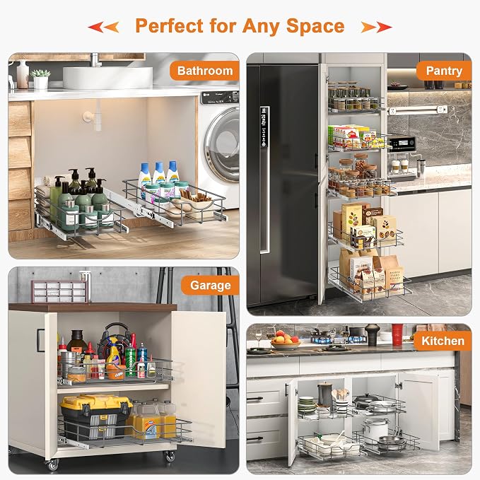 ALINE FURNITURE 2-Tier Pull Out Cabinet Organizer - Image 7