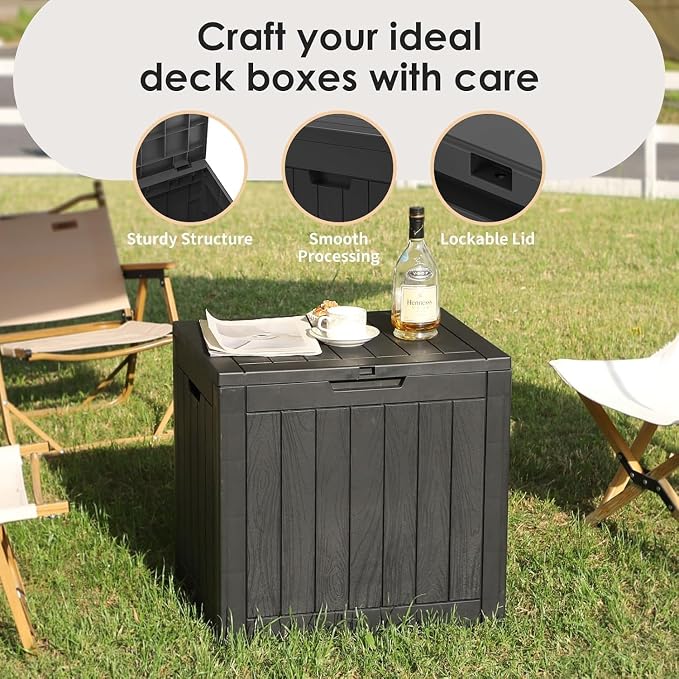 35 Gallon Resin Deck Box, Waterproof Outdoor Storage Box - Image 9