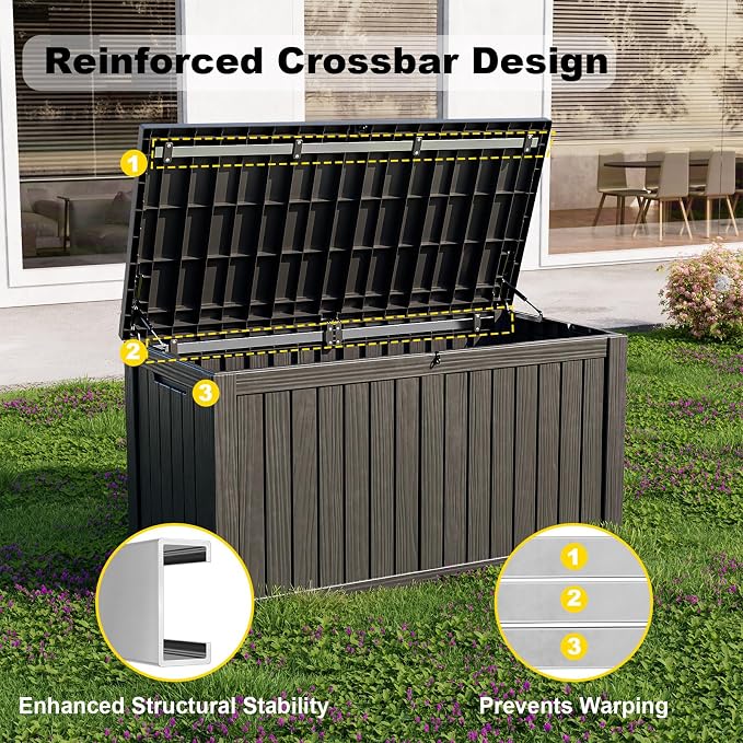 180 Gallon Large Deck Box, Resin Outdoor Storage Box - Image 2