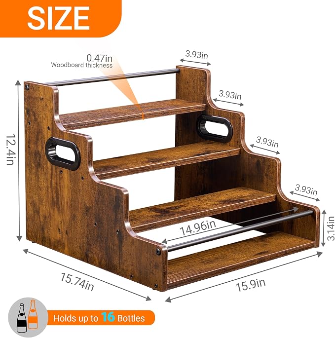 4-Tier Liquor Bottle Display Shelf, Coffee Syrup Rack Organizer, Water Bottle - Image 3