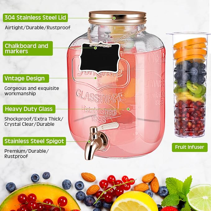 Lallisa 3 Pcs 2 Gallon Glass Drink Dispenser - Image 4