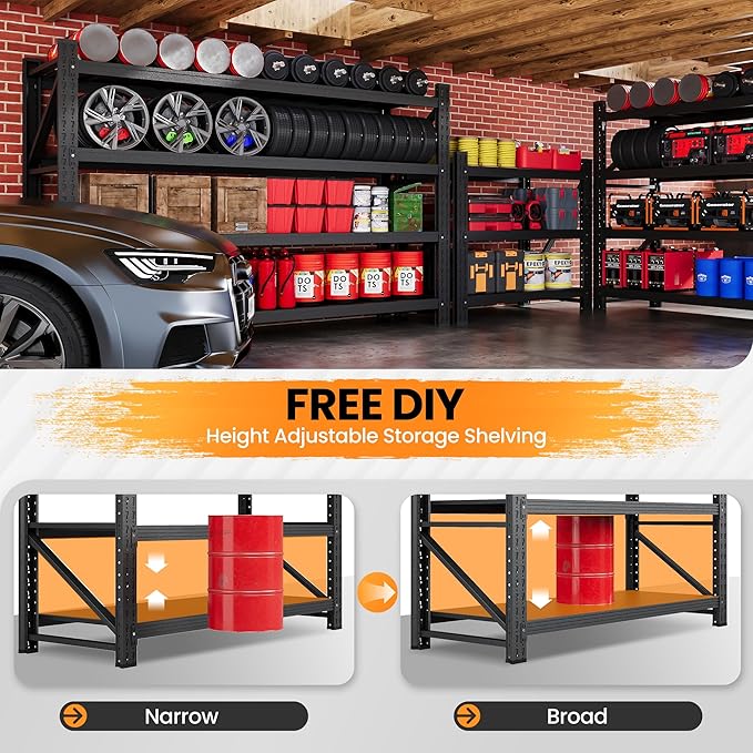 68”W Garage Shelving Units, 8000LBS Storage Shelves Heavy Duty, 4 Tier Tall - Image 4