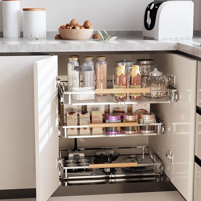 2Pack Expandable Pull Out Cabinet Organizer, Adjustable Width:17.1~28''W x - Image 5