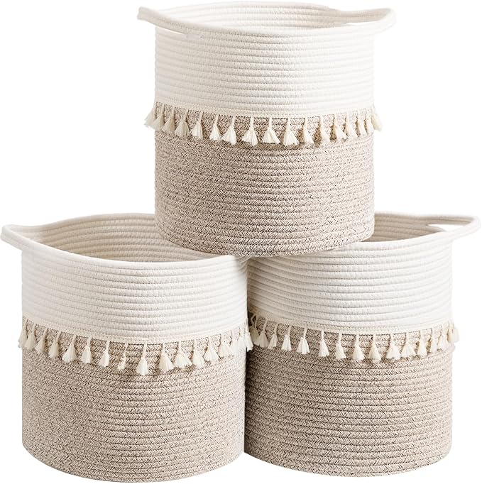 danpinera Storage Baskets, 3 Pack Soft Round Storage Bins by danpinera