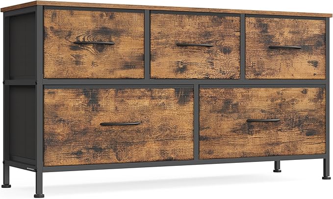 SONGMICS Dresser for Bedroom, Chest of Drawers, TV Stand, 5 Non-Woven Fabric by SONGMICSbySONGMICSHOME