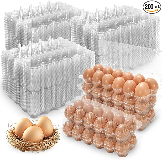 200Pcs Plastic Egg Carton Bulk Empty Clear Egg Tray Holder Container by JarThenaAMCS
