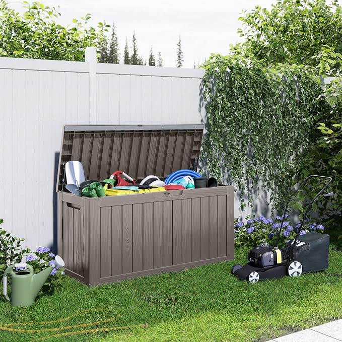 86 Gallon Outdoor Deck Box, Storage Lockable Waterproof Patio Furniture - Image 5