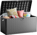 80 Gallon Deck Box, Double Layer Waterproof Resin Outdoor Indoor Storage Box by Unknown