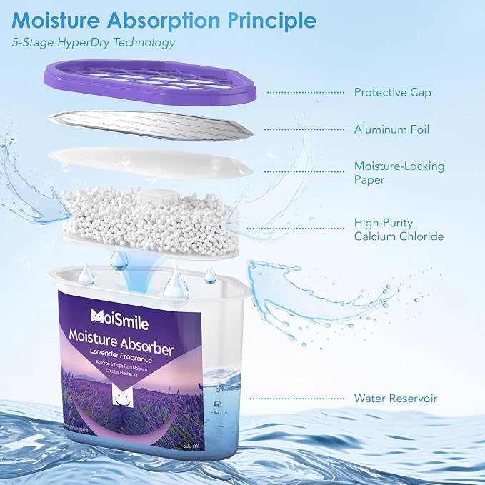 Moisture Absorbers 3 Pack, Lavender Fragrance Closet Dehumidifier - Image 6