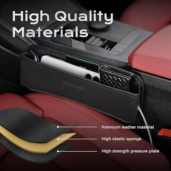 Coverado Universal Car Seat Gap Filler Organizer, Premium Suede Leather Car - Image 4