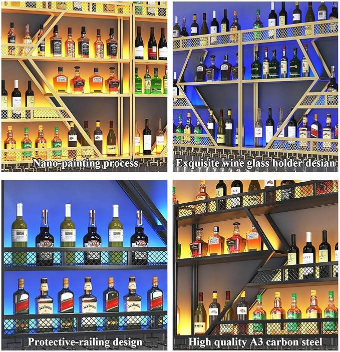 78.7in Metal Wine Rack Wall Mounted, Modern Wine Storage Rack Wall Mounted - Image 5