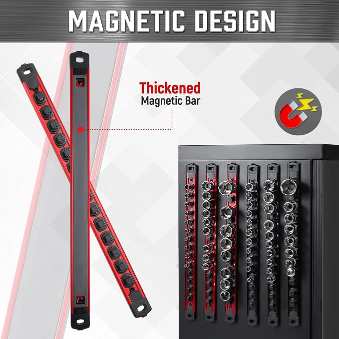 ALOANES 1/4-Inch Drive Magnetic Socket Organizer, Heavy Duty Aluminum Socket - Image 5