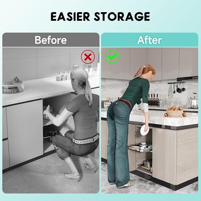 2Pack Expandable Pull Out Cabinet Organizer, Adjustable Width:23.2~39.9''W x - Image 8