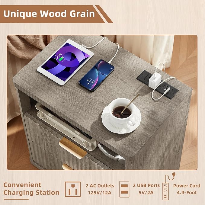 LEYAOYAO Fluted Nightstand - Image 7