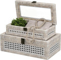 Rattan Decorative Box, Boho Display Boxes by Unknown