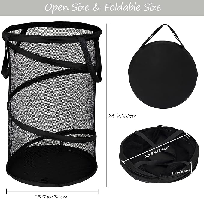 BATTOO Collapsible Laundry Basket Foldable Mesh Pop Up Hamper - Image 2